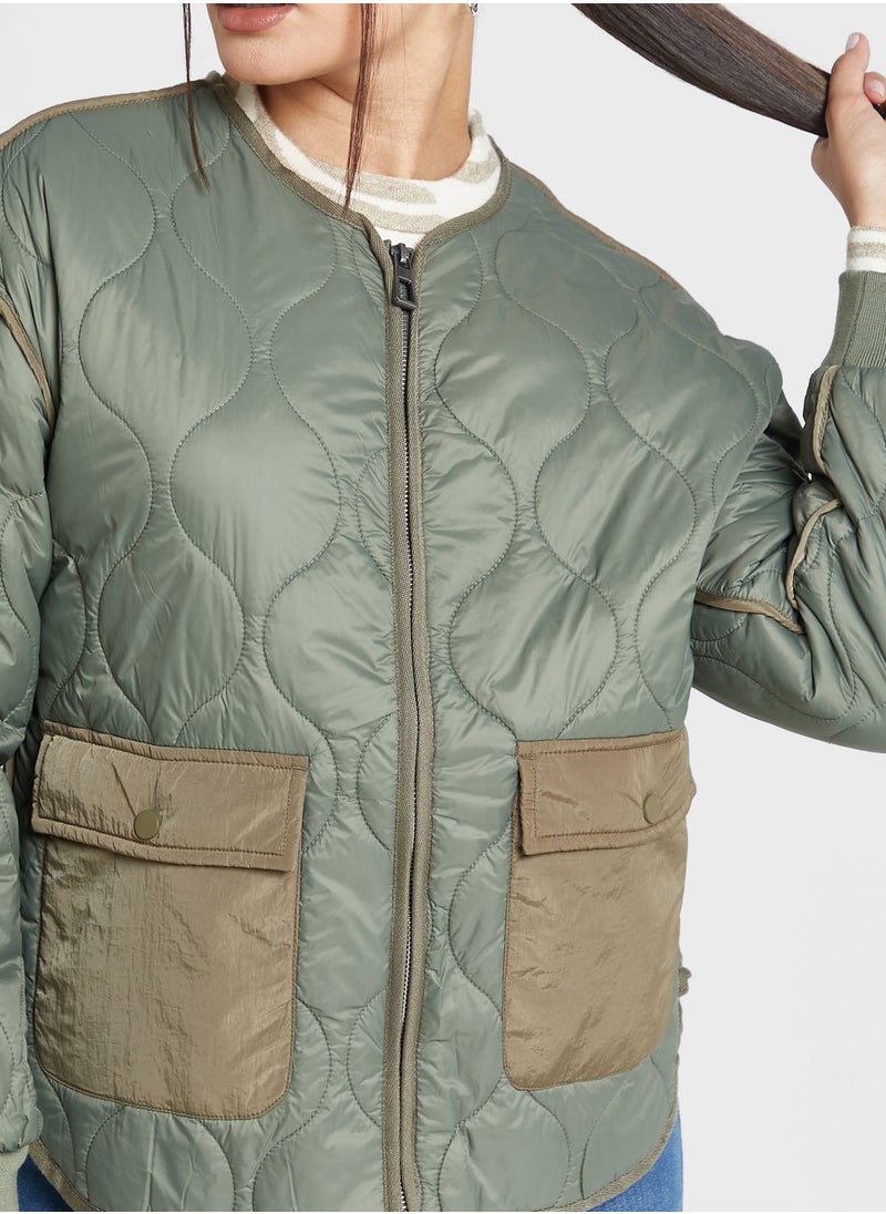 ONLY - Color Block Quilted Jacket - Image 1