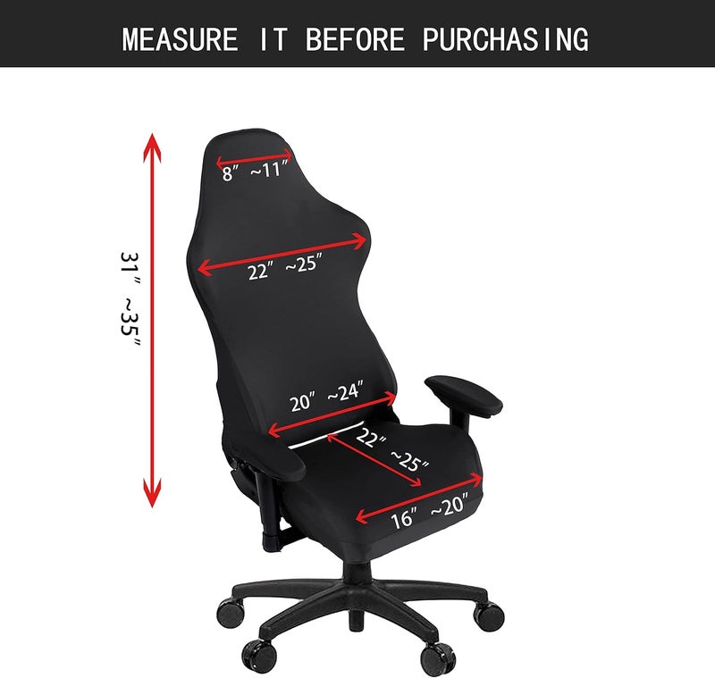 SARAFLORA Gaming Chair Covers Stretch Washable Computer Chair Slipcovers for Armchair, Swivel Chair, Gaming Chair,Computer boss Chair (Black, X-Large) - Image 2