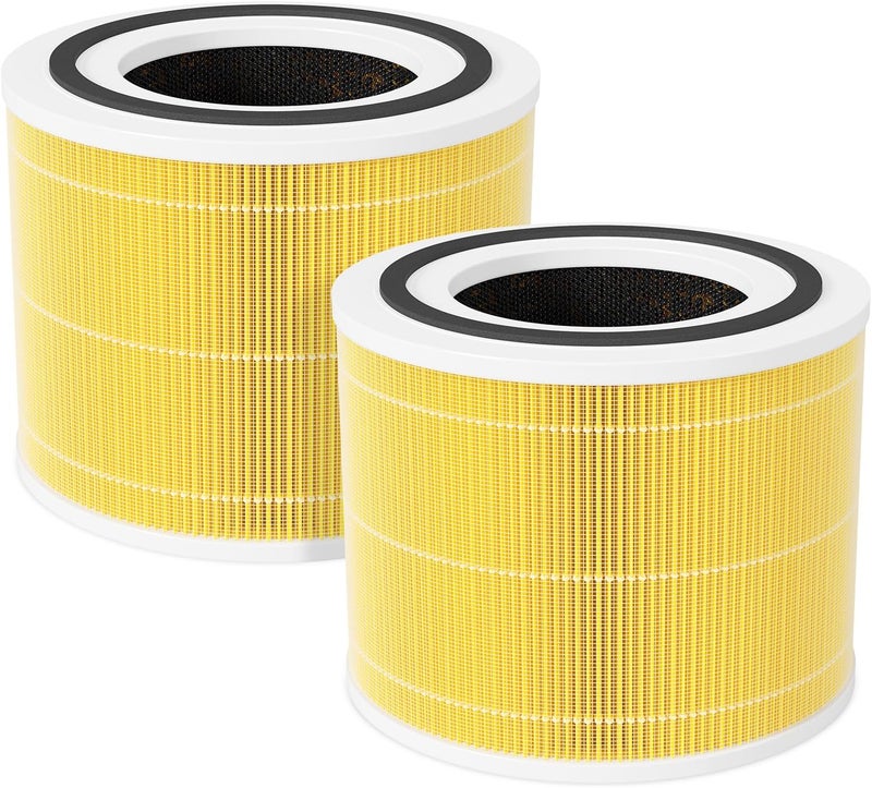 Future Way Core 300 Replacement Filter for LEVOIT Core 300 & 300S Air Purifier, 3-Stage H13 True HEPA Filter for Common Airborne Substance Removal, Replace Core 300-RF, Yellow, 2-Pack - Image 1