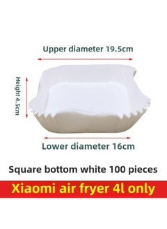 Millet Home Air Fryer Paper Special Square Food Grade Household Wash-free Pot. Small Size Non-stick Oil-absorbing Paper-Specifications:◆◇White Square Fryer Paper 100 Pieces For Xiaomi 4l Fryer◆◇