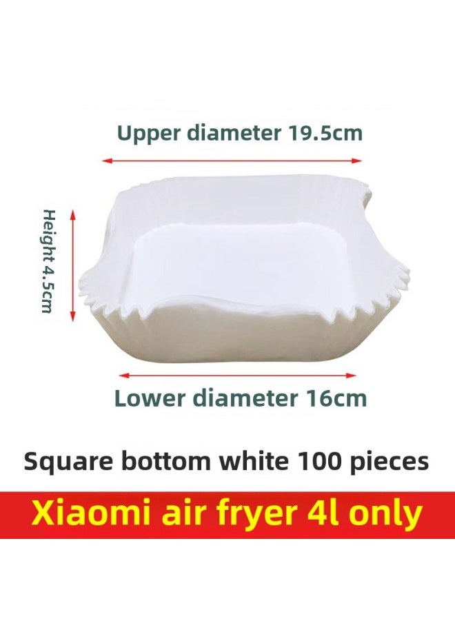 Generic - Millet Home Air Fryer Paper Special Square Food Grade Household Wash-free Pot. Small Size Non-stick Oil-absorbing Paper-Specifications:◆◇White Square Fryer Paper 100 Pieces For Xiaomi 4l Fryer◆◇ - Image 1
