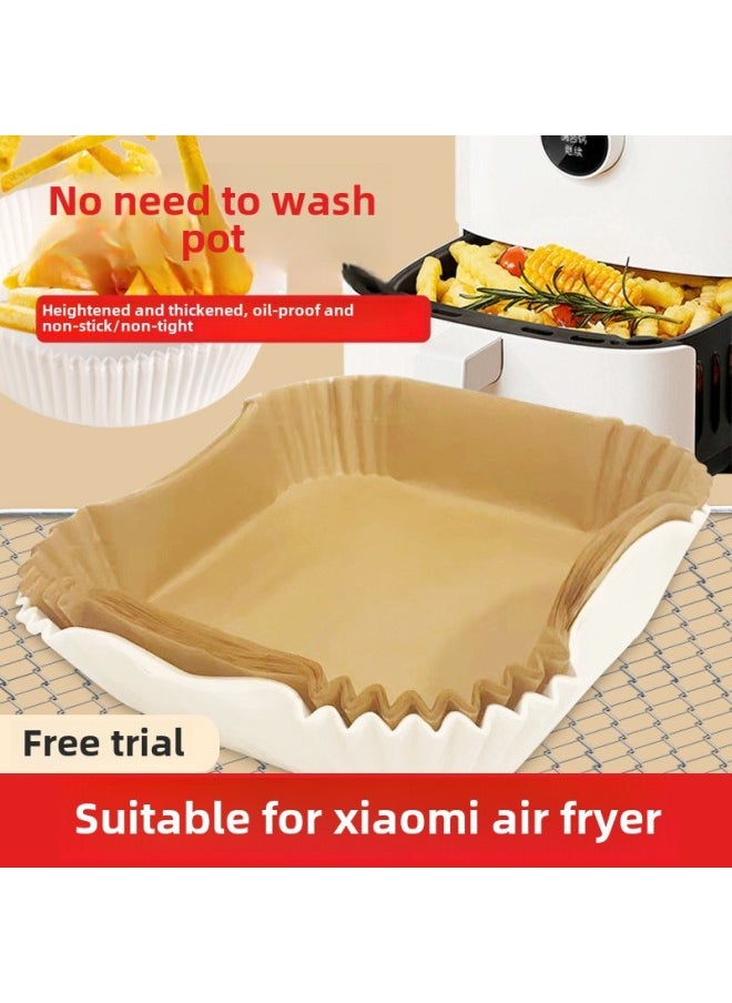 Generic - Millet Home Air Fryer Paper Special Square Food Grade Household Wash-free Pot. Small Size Non-stick Oil-absorbing Paper-Specifications:◆◇White Square Fryer Paper 100 Pieces For Xiaomi 4l Fryer◆◇ - Image 1
