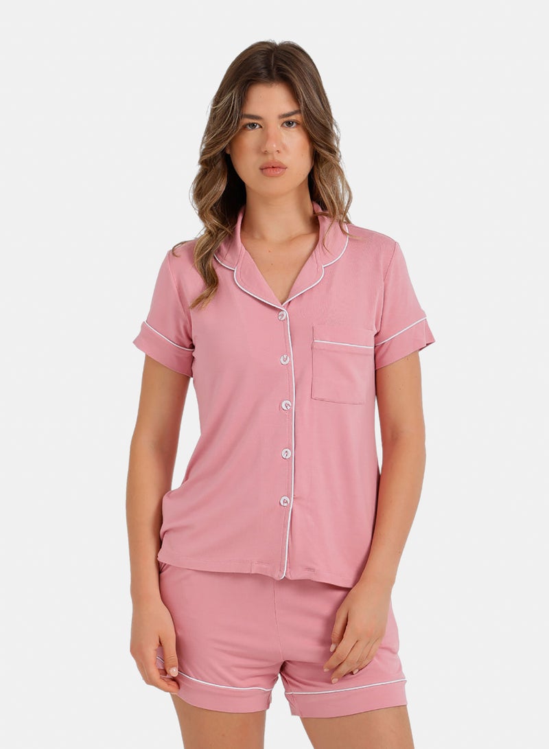 Carina Piped Short Pyjama Set - Image 1