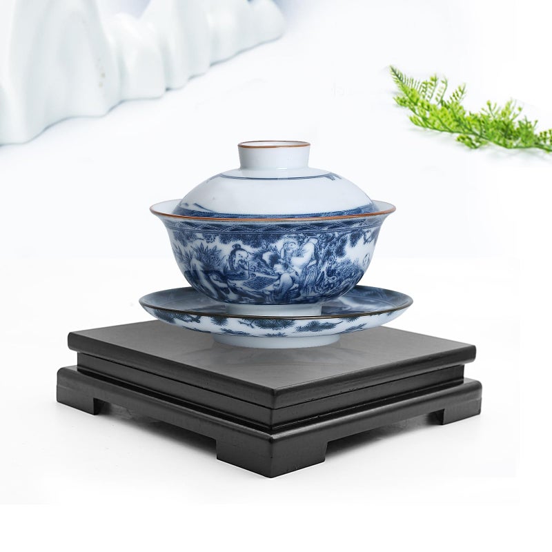 MDEOOSKY Wooden Display Stand Square Wood Display Base Display Risers Square Vase Riser Teapot Aquarium Lamp Base Home Decoration 7.9" W x 7.9" D x 1.7" H (Black) - Image 3