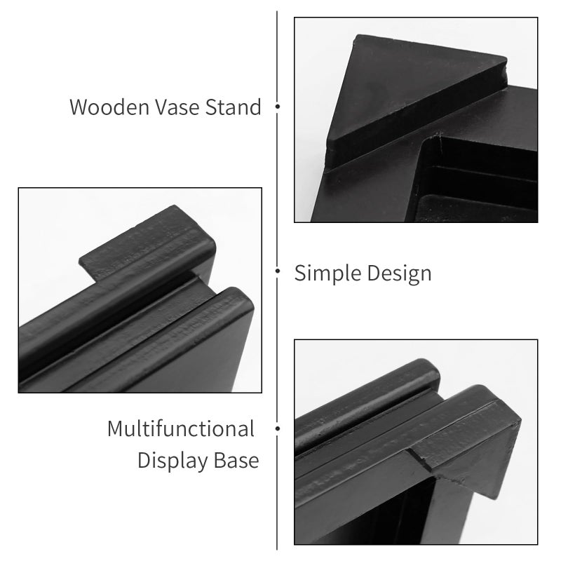 MDEOOSKY Wooden Display Stand Square Wood Display Base Display Risers Square Vase Riser Teapot Aquarium Lamp Base Home Decoration 7.9" W x 7.9" D x 1.7" H (Black) - Image 4