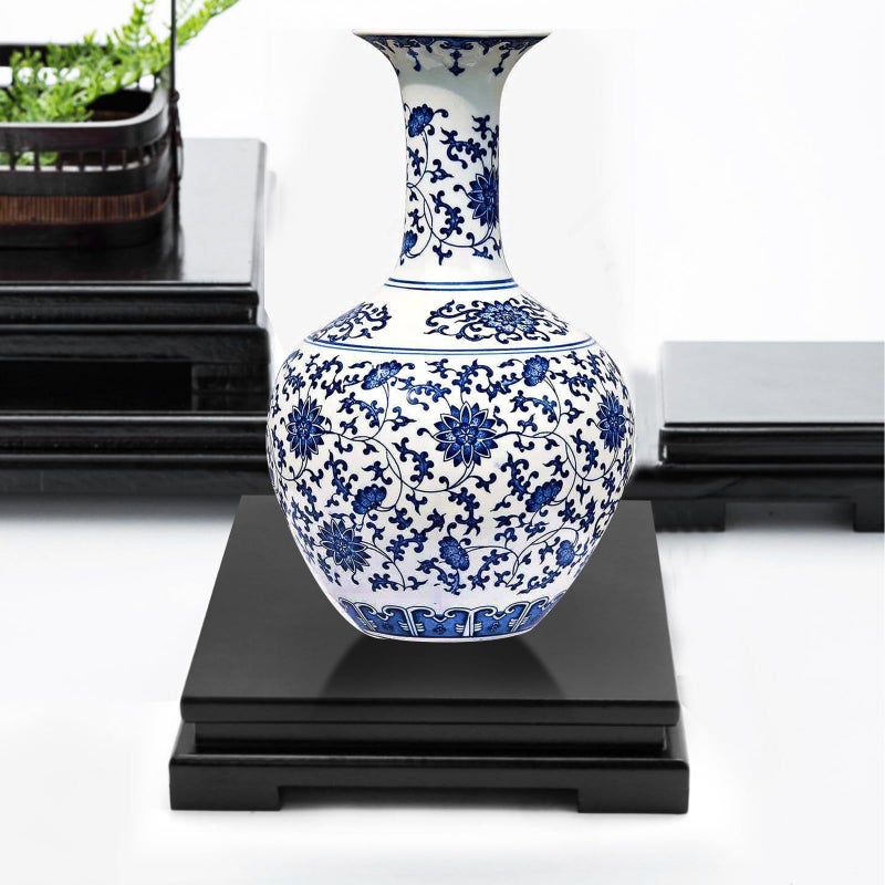 MDEOOSKY Wooden Display Stand Square Wood Display Base Display Risers Square Vase Riser Teapot Aquarium Lamp Base Home Decoration 7.9" W x 7.9" D x 1.7" H (Black) - Image 5