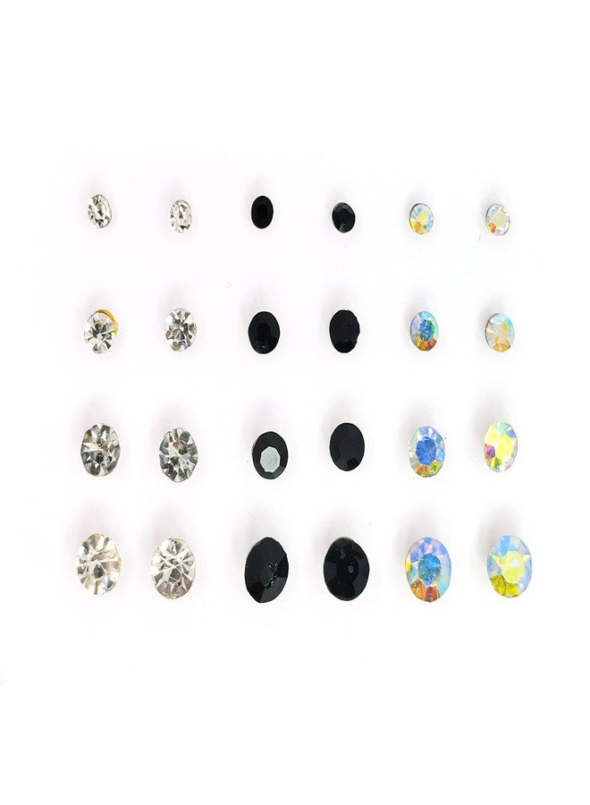 Shivarth Fashion Earring for Women & Girls Latest Stylish Crystal Stone Ear-ring Artifical Jewelry Fancy Trendy Round Tiny Stud-Tops Causal & Party Use Stud Earring for Anniversary Gift Set of 12Pairs - Image 2