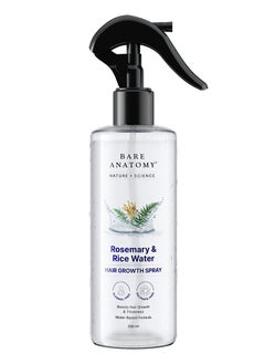 BARE ANATOMY Bare Anatomy Nature x Science Rosemary Water Spray for Hair Growth & Hair Thickness with Rice Water |100% Natural Extract | Soft & Smooth Hair| Controls Hairfall| Non-Greasy & Fast Absorbing | 200 ml  - Image 1