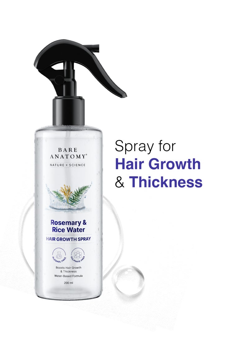 BARE ANATOMY Rosemary Water Spray for Hair Growth & Hair Thickness with Rice Water - Image 1
