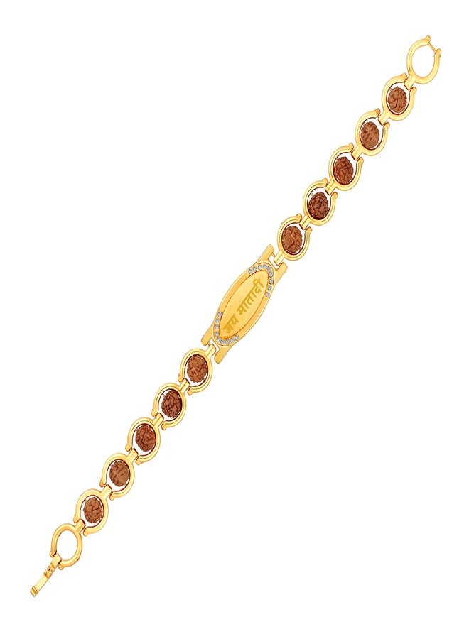 Mahi Gold and Rhodium Plated Religious Jai Mata Di Rudraksha Bracelet for Men (BR1101023G) - Image 3