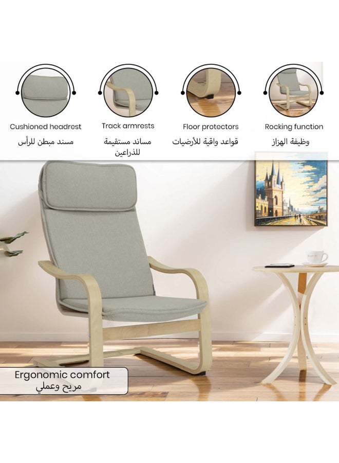 Micasa High-Quality and Durable Zap Relax Arm Chair Light Grey and Natural 65 x 30 x 30 cm ZAP-NATURAL-03 - Image 2