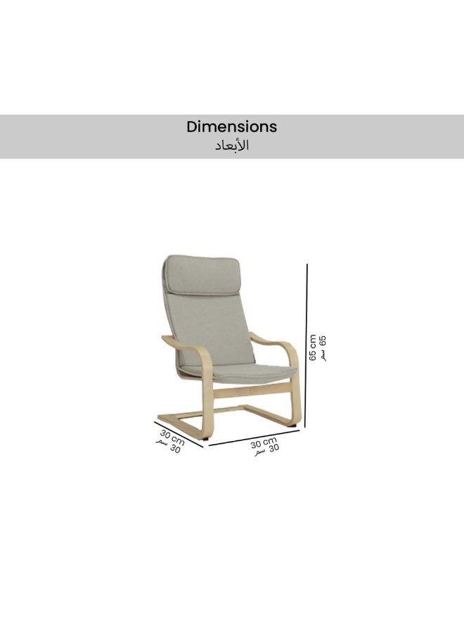 Micasa High-Quality and Durable Zap Relax Arm Chair Light Grey and Natural 65 x 30 x 30 cm ZAP-NATURAL-03 - Image 3
