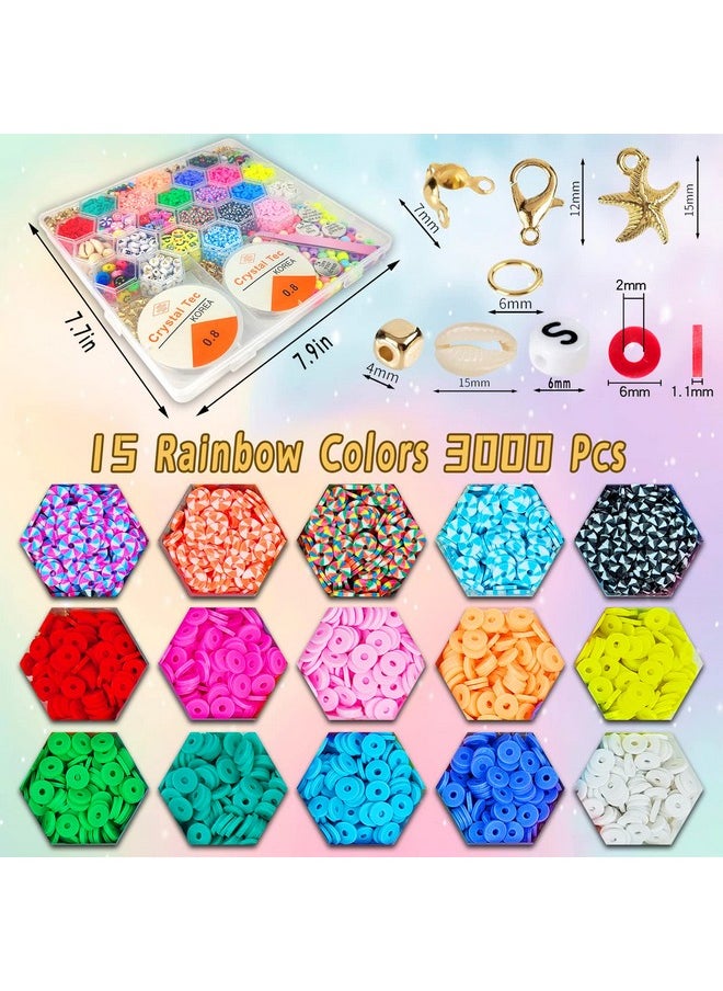 Klmars - Flat Clay Beads For Jewelry Bracelet Making Kit6Mm Flat Polymer Heishi Beads Diy Arts And Crafts Kit With Smiley Face Letter Beadgifts Toys For Girls Age 612 - Image 1