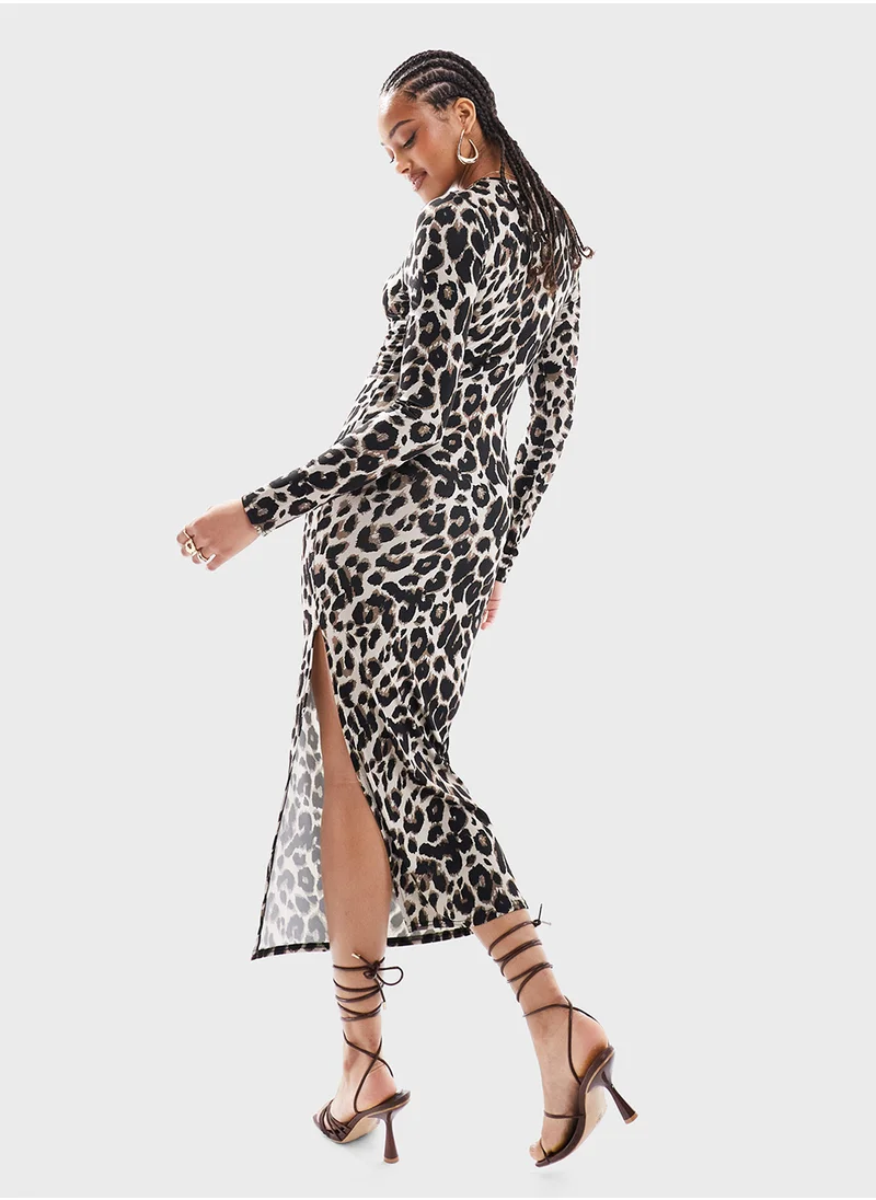 مس سيلفريدج Printed Side Slit Dress