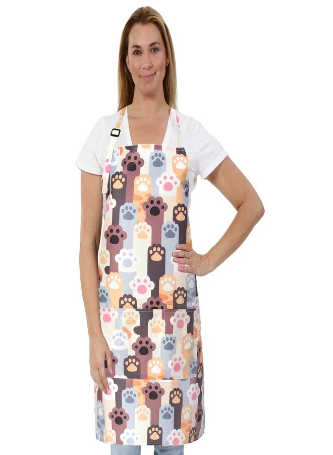 Plum Hill Waterproof Cat Grooming Apron, Groomer Apparel, Pet Washing Smocks (Cat Paws) - Image 1