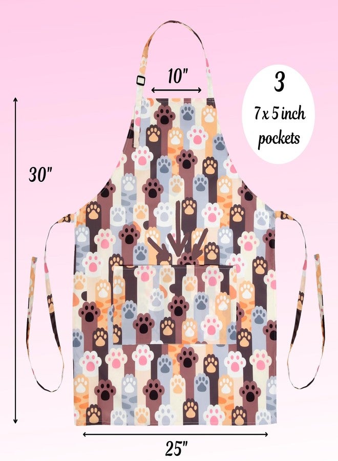 Plum Hill Waterproof Cat Grooming Apron, Groomer Apparel, Pet Washing Smocks (Cat Paws) - Image 3