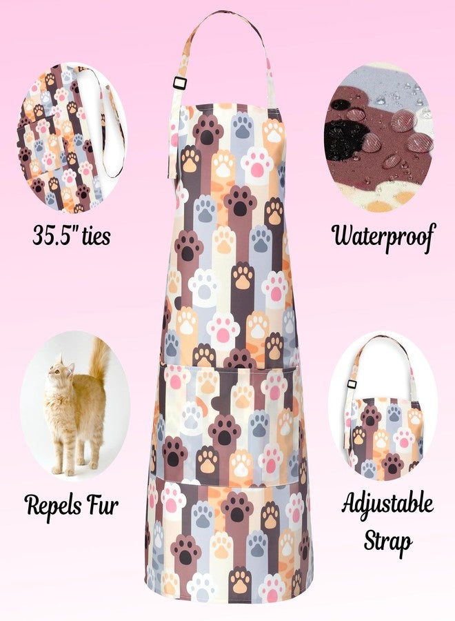 Plum Hill Waterproof Cat Grooming Apron, Groomer Apparel, Pet Washing Smocks (Cat Paws) - Image 4