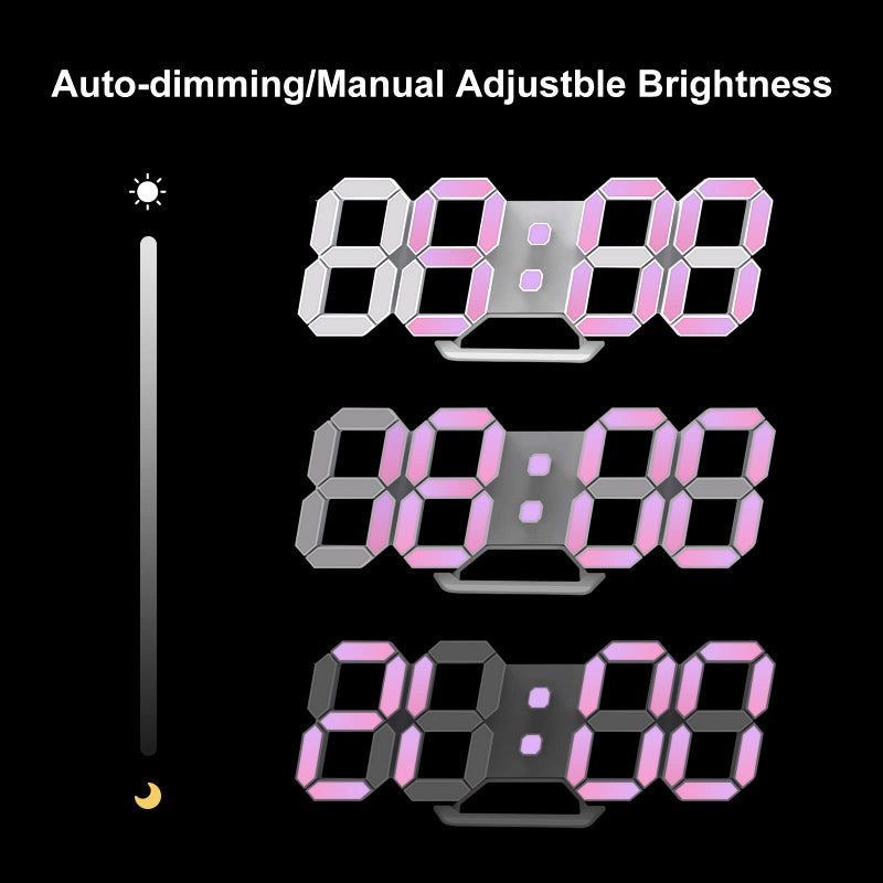 Deeyaple Led Digital Alarm Clock 3D Small Wall Clock Snooze Dimmable Time Memory 12/24 Date Temperature Remote Control Night Light Office Kitchen Living Room Bedroom (9.7 Inch, Multicolor) - Image 5