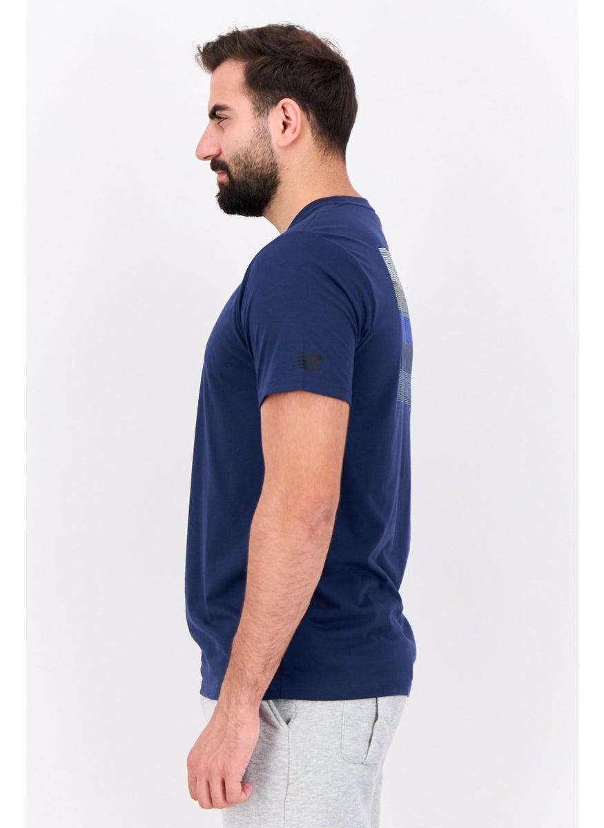 New Balance Men Athletic Fit Short Sleeve Outdoor T-Shirt, Navy  - Image 2
