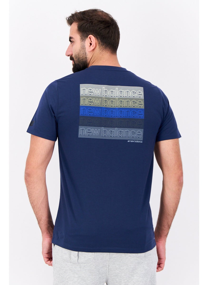 New Balance Men Athletic Fit Short Sleeve Outdoor T-Shirt, Navy  - Image 3