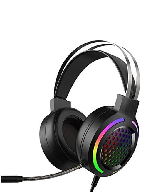 سماعة ألعاب خفيفة الوزن RGB للكمبيوتر الشخصي، سماعة ألعاب USB7.1 Surround Sound، سماعة رأس سوداء ذات صوت جهير ثقيل 7.1، سماعة رأس سلكية لألعاب الكمبيوتر