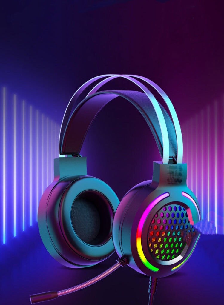 متجر الفرح سماعة ألعاب خفيفة الوزن RGB للكمبيوتر الشخصي، سماعة ألعاب USB7.1 Surround Sound، سماعة رأس سوداء ذات صوت جهير ثقيل 7.1، سماعة رأس سلكية لألعاب الكمبيوتر - Image 3