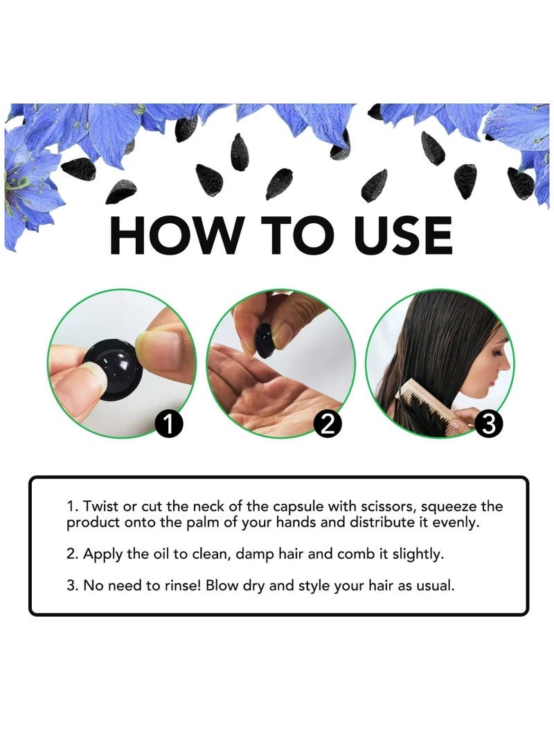 ALIVER 40 Pcs Black Seed Hair Repair Oil Capsules Organic Black Seed Oil with Keratin & Multivitamins Black Seed Hair Repair Oil Shines Nourishing Repair Dry & Damaged Hair Treatment Leave-In Serum - Image 5