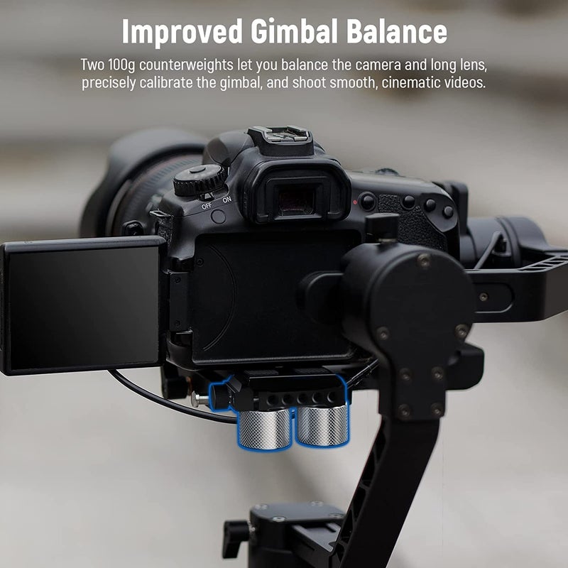 NEEWER Gimbal Counterweights and Clamp Kit, Compatible with DJI Ronin RS4 Pro RS4 RS3 Pro RS3 RS2 RSC2 ZHIYUN Crane 2S 3S Weebill S Moza Air 2 AirCross 2 for Balancing Long Lenses, GA001 - Image 2