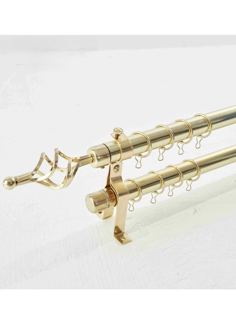 MAXQON Heavy Duty Extendable Double Curtain Rod 2 Meter Adjustable Sturdy Steel Gold  - Image 1