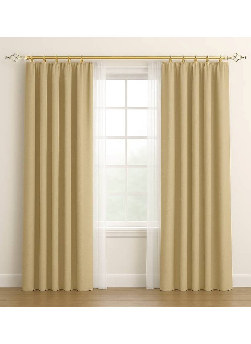 MAXQON Heavy Duty Extendable Double Curtain Rod 2 Meter Adjustable Sturdy Steel Gold  - Image 3