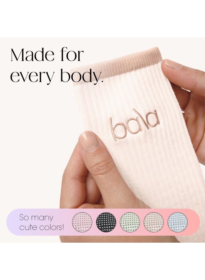 Bala High Sock with Grips - Classic Crew Slip-Free High Socks Designed for Yoga, Pilates, Barre & Home Workouts - Lightweight, Sand, M - Image 5