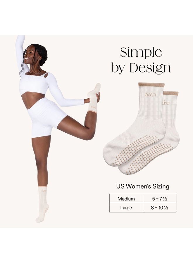 Bala High Sock with Grips - Classic Crew Slip-Free High Socks Designed for Yoga, Pilates, Barre & Home Workouts - Lightweight, Sand, M - Image 4