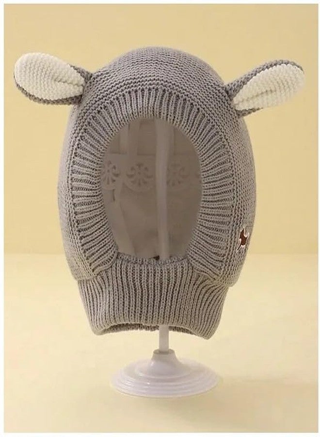 EvoNest Horn Design Knitted Cap for 18-3 Year Kids | Winter Warm Hat Soft Knitted Hood Earflap Cap for Toddlers (Grey) Diameter 52-54 Cms - Image 4