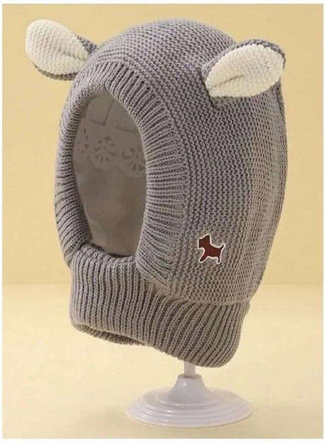 EvoNest Horn Design Knitted Cap for 18-3 Year Kids | Winter Warm Hat Soft Knitted Hood Earflap Cap for Toddlers (Grey) Diameter 52-54 Cms - Image 3