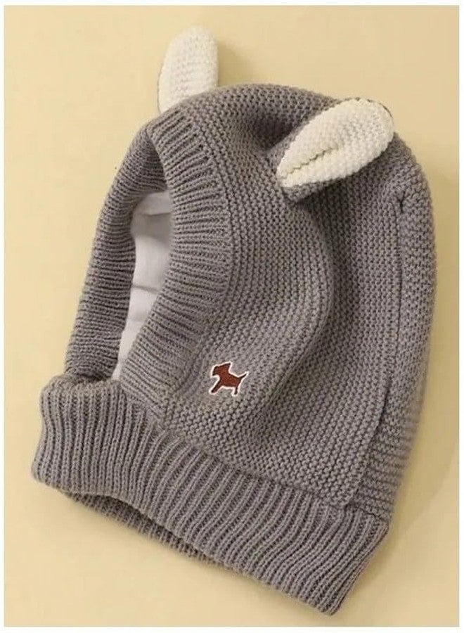EvoNest Horn Design Knitted Cap for 18-3 Year Kids | Winter Warm Hat Soft Knitted Hood Earflap Cap for Toddlers (Grey) Diameter 52-54 Cms - Image 5