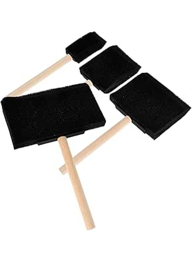 Variety Sponge Paint Brush Set For DIY Art Painting Black 4 Pieces - Image 1