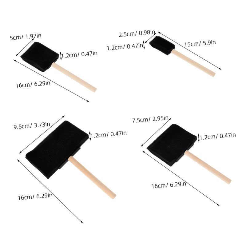 Variety Sponge Paint Brush Set For DIY Art Painting Black 4 Pieces - Image 3