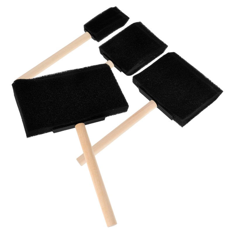 Variety Sponge Paint Brush Set For DIY Art Painting Black 4 Pieces - Image 2