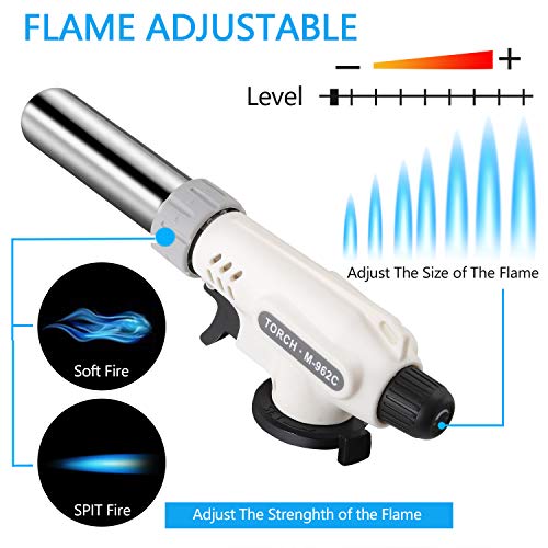 TENGYES Kitchen Butane Blow Torch Lighter - Culinary Torch Chef Cooking Torches Professional Adjustable Flame with Reverse Use for Creme, Brulee, BBQ, Baking, Jewelry by TENGYES, Butane Not Included - Image 2