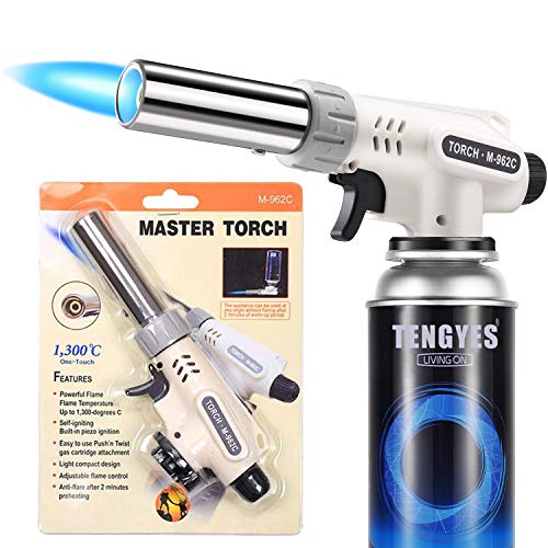 TENGYES Kitchen Butane Blow Torch Lighter - Culinary Torch Chef Cooking Torches Professional Adjustable Flame with Reverse Use for Creme, Brulee, BBQ, Baking, Jewelry by TENGYES, Butane Not Included - Image 1