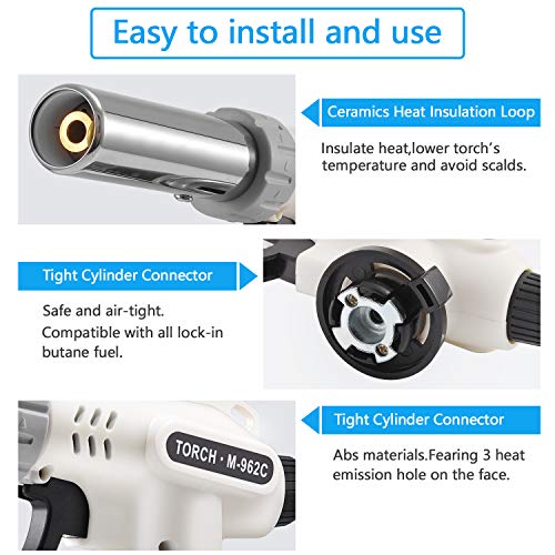 TENGYES Kitchen Butane Blow Torch Lighter - Culinary Torch Chef Cooking Torches Professional Adjustable Flame with Reverse Use for Creme, Brulee, BBQ, Baking, Jewelry by TENGYES, Butane Not Included - Image 3