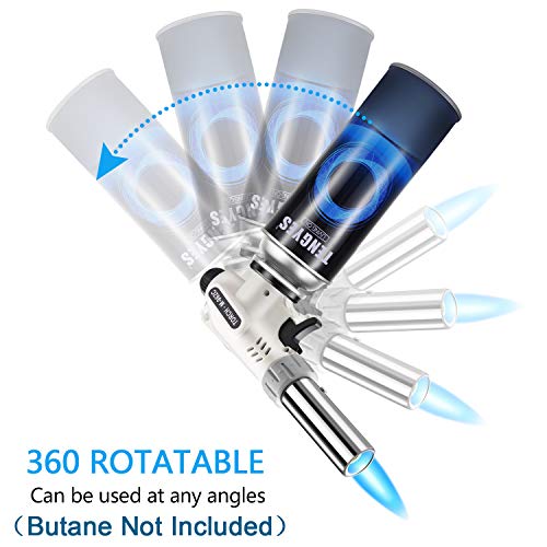 TENGYES Kitchen Butane Blow Torch Lighter - Culinary Torch Chef Cooking Torches Professional Adjustable Flame with Reverse Use for Creme, Brulee, BBQ, Baking, Jewelry by TENGYES, Butane Not Included - Image 5