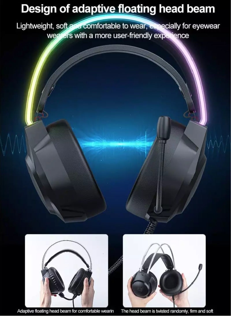 onikuma X26 RGB Gaming Headset - 50MM Drivers - noise Cancellation Microphone - Image 5