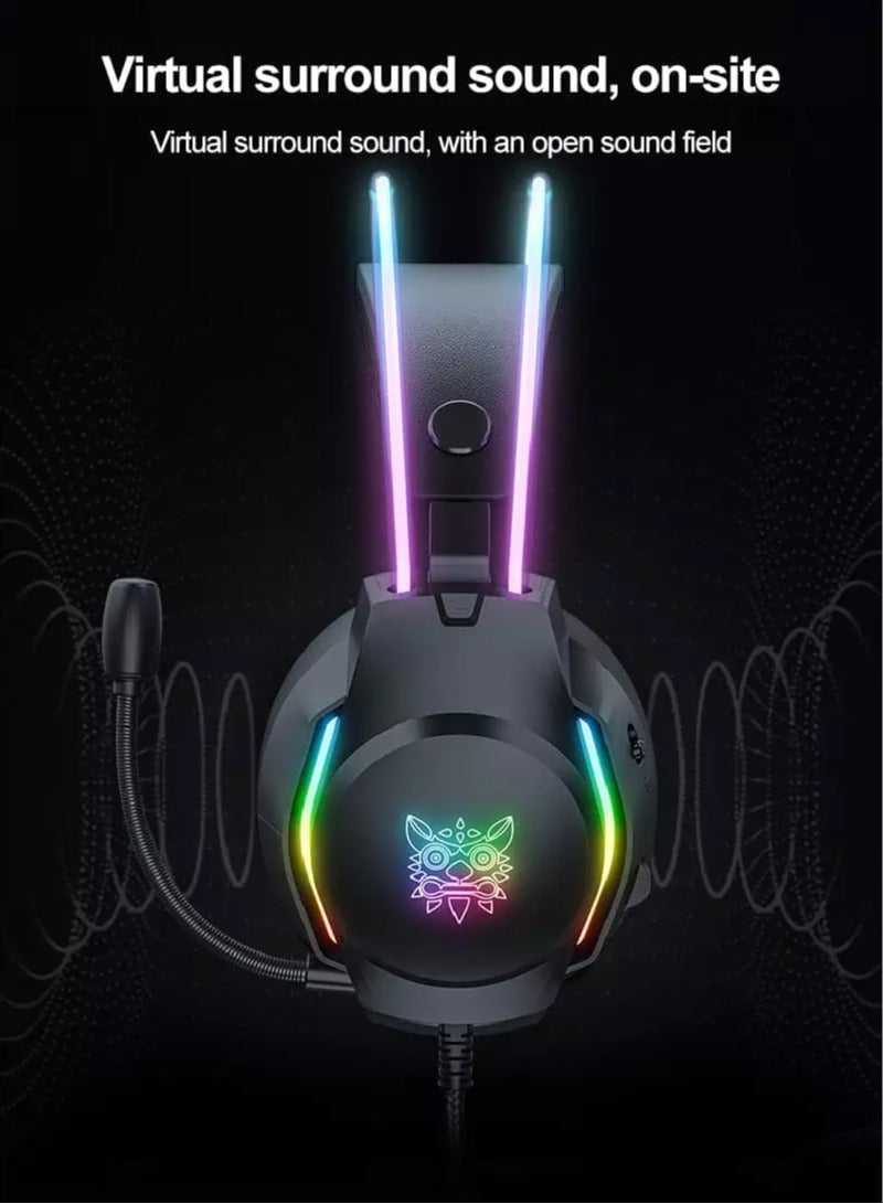 onikuma X26 RGB Gaming Headset - 50MM Drivers - noise Cancellation Microphone - Image 2