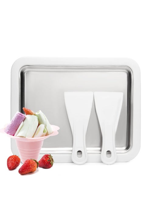Stainless Steel Rolled Ice Cream Maker, Quick and Easy Soft Serve Instant Ice Cream Machine for Homemade Frozen Yogurt