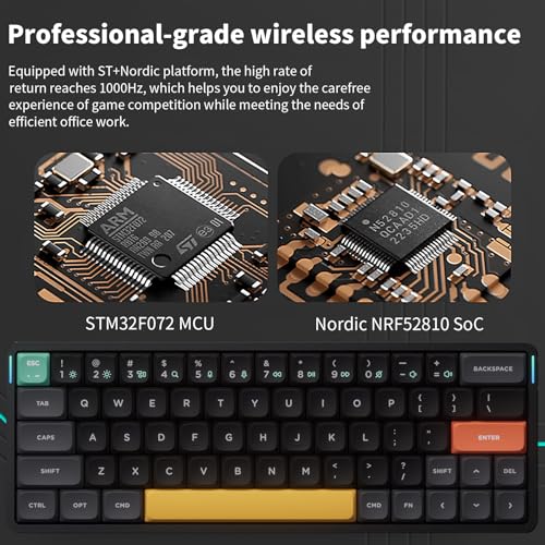 nuphy Air60 V2 Portable Wireless Keyboard 60% Low Profile Mechanical Keyboard Support QMK/VIA Compatible with Windows/mac OS/Linux Supports Bluetooth 5.1/2.4GHz/USB-C Black, Gateron Blue Switch - Image 5