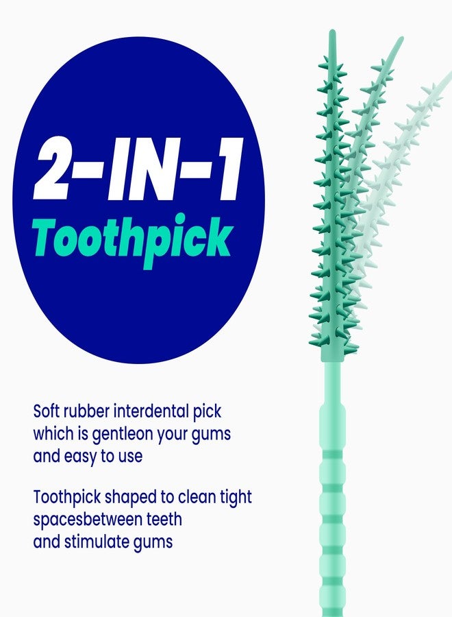 COCOBURI 2-in-1 Interdental Pick-Soft Rubberized Brush Picks-Textured Plaque Removing Toothpick-Travel Hotel Restaurant Office Car-Comes with a Travel Case for On-The-Go Use-Mint -200 Count - Image 4