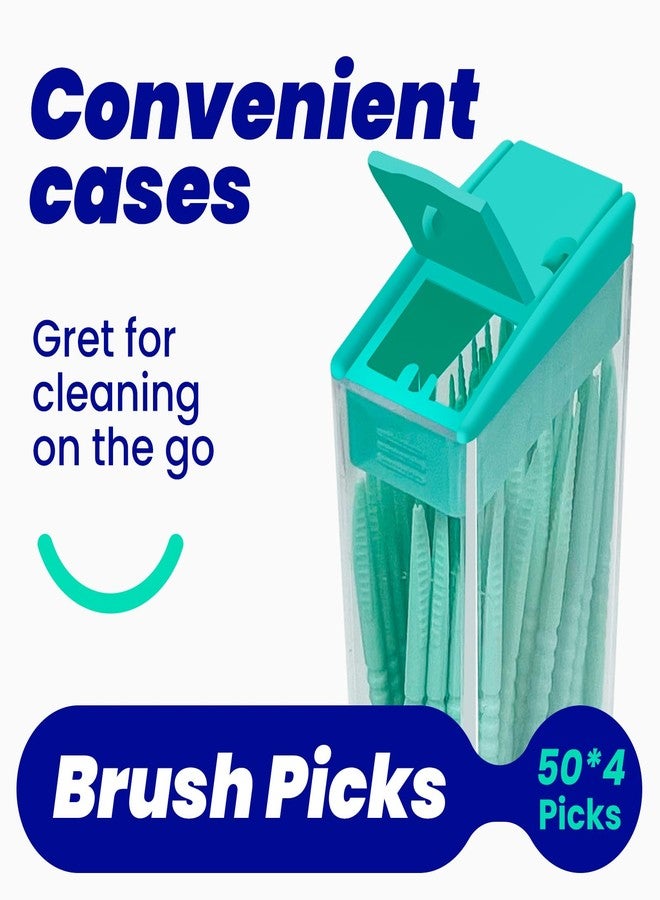 COCOBURI 2-in-1 Interdental Pick-Soft Rubberized Brush Picks-Textured Plaque Removing Toothpick-Travel Hotel Restaurant Office Car-Comes with a Travel Case for On-The-Go Use-Mint -200 Count - Image 5