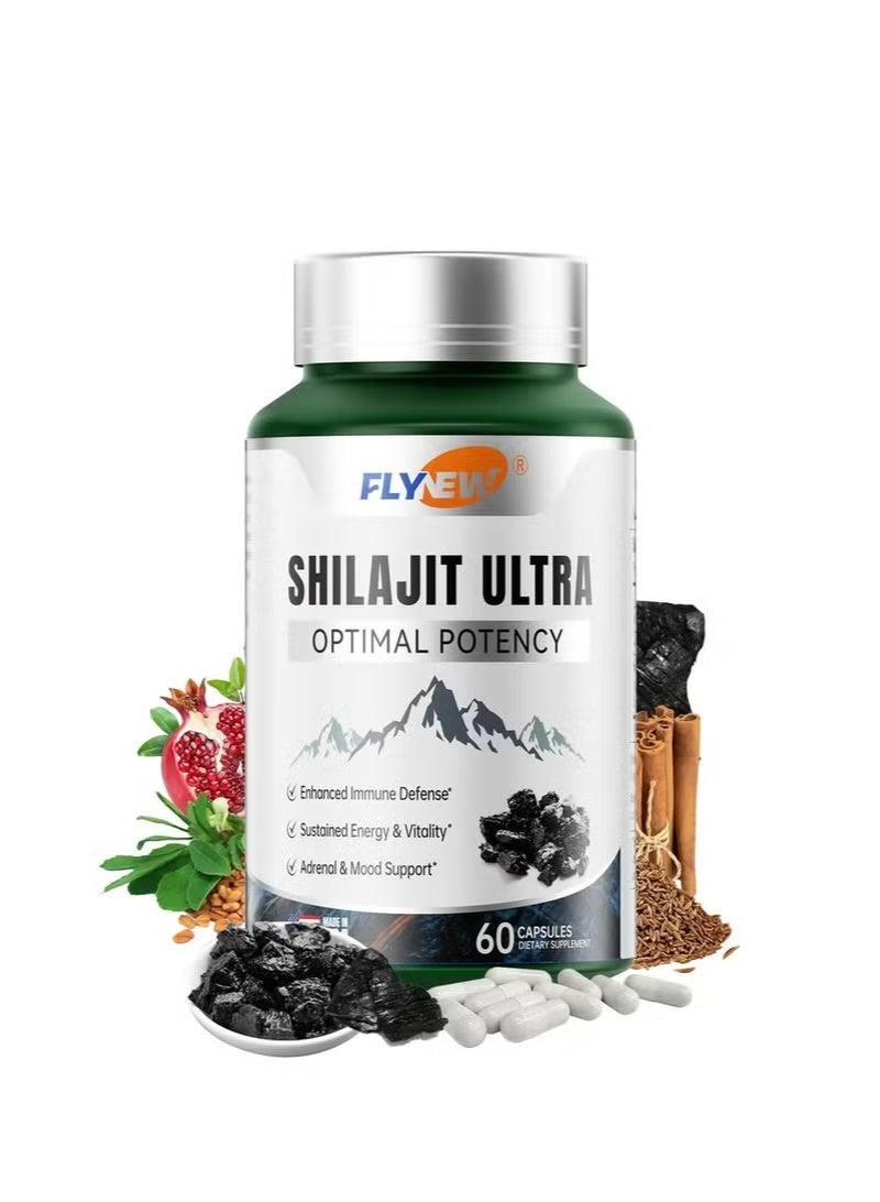 فلينو شيلجيت فائق الفعالية، معزز للدفاع المناعي، طاقة وحيوية مستدامة، شيلجيت الهيمالايا للقوة ودعم المناعة، غير معدل وراثيًا، صنع في الولايات المتحدة الأمريكية، 60 كبسولة - Image 1