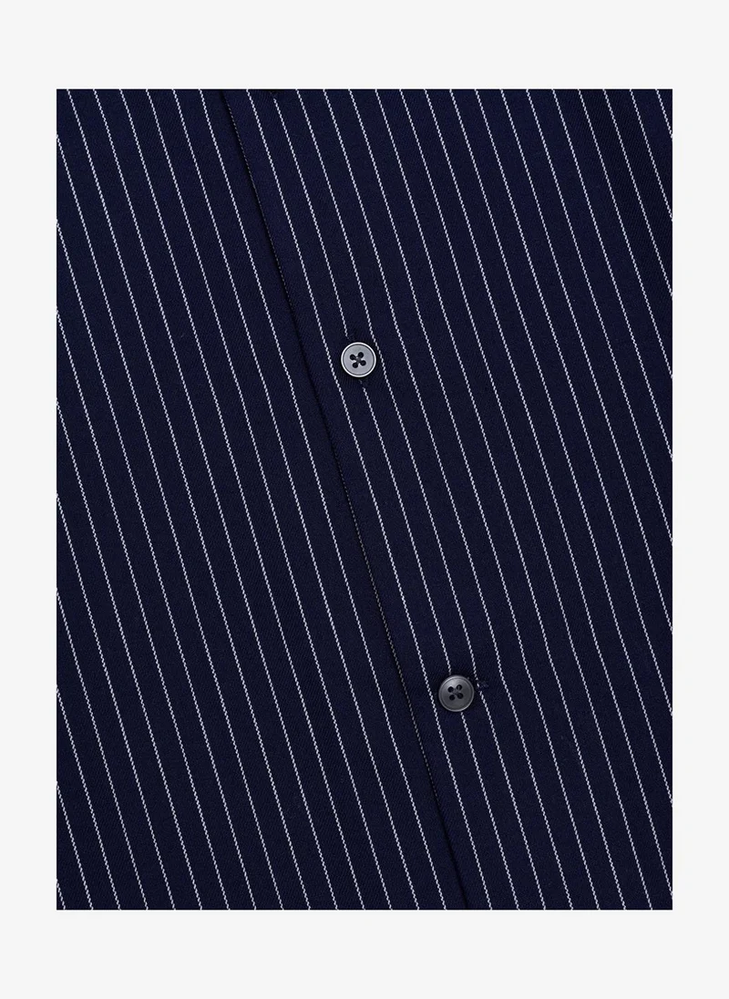 French Connection  Short Sleeve Twill Navy Blue Striped Shirt for Men | Best Price UAE